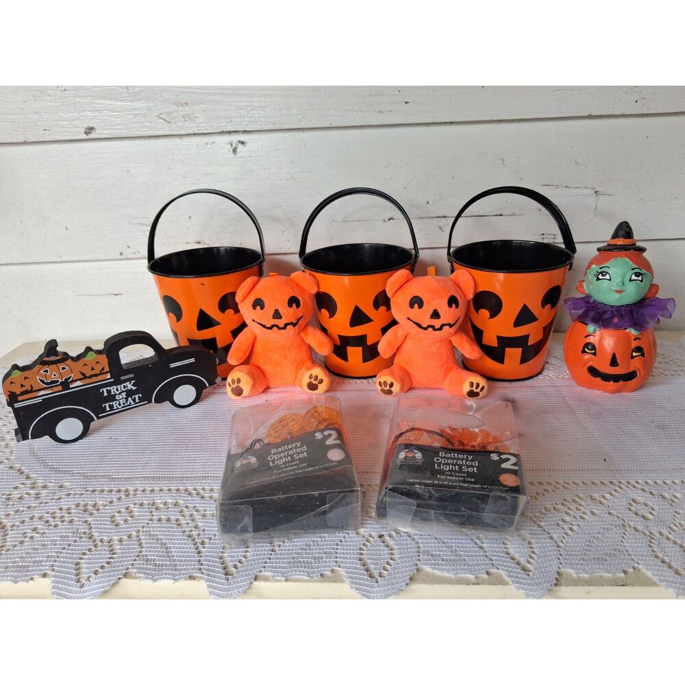 Halloween Pumpkin Decor Lot 9 Pieces